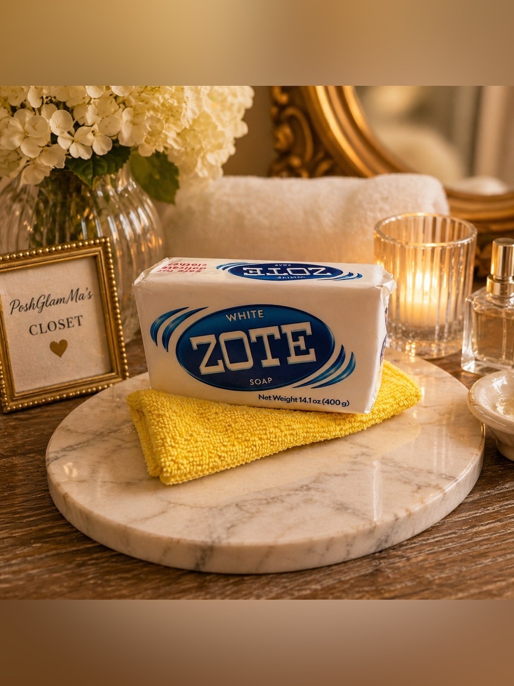 Zote White Soap with Yellow Cloth